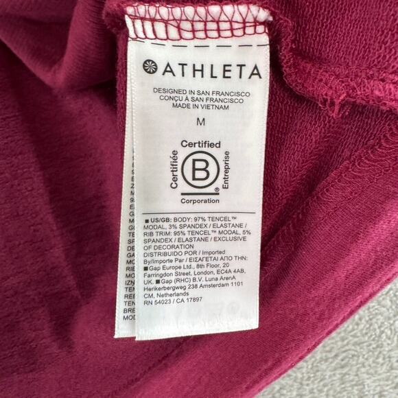 Athleta Cardigan Women M Burgundy Pranayama Restore Wrap Open Front Ultra Soft - Picture 15 of 16